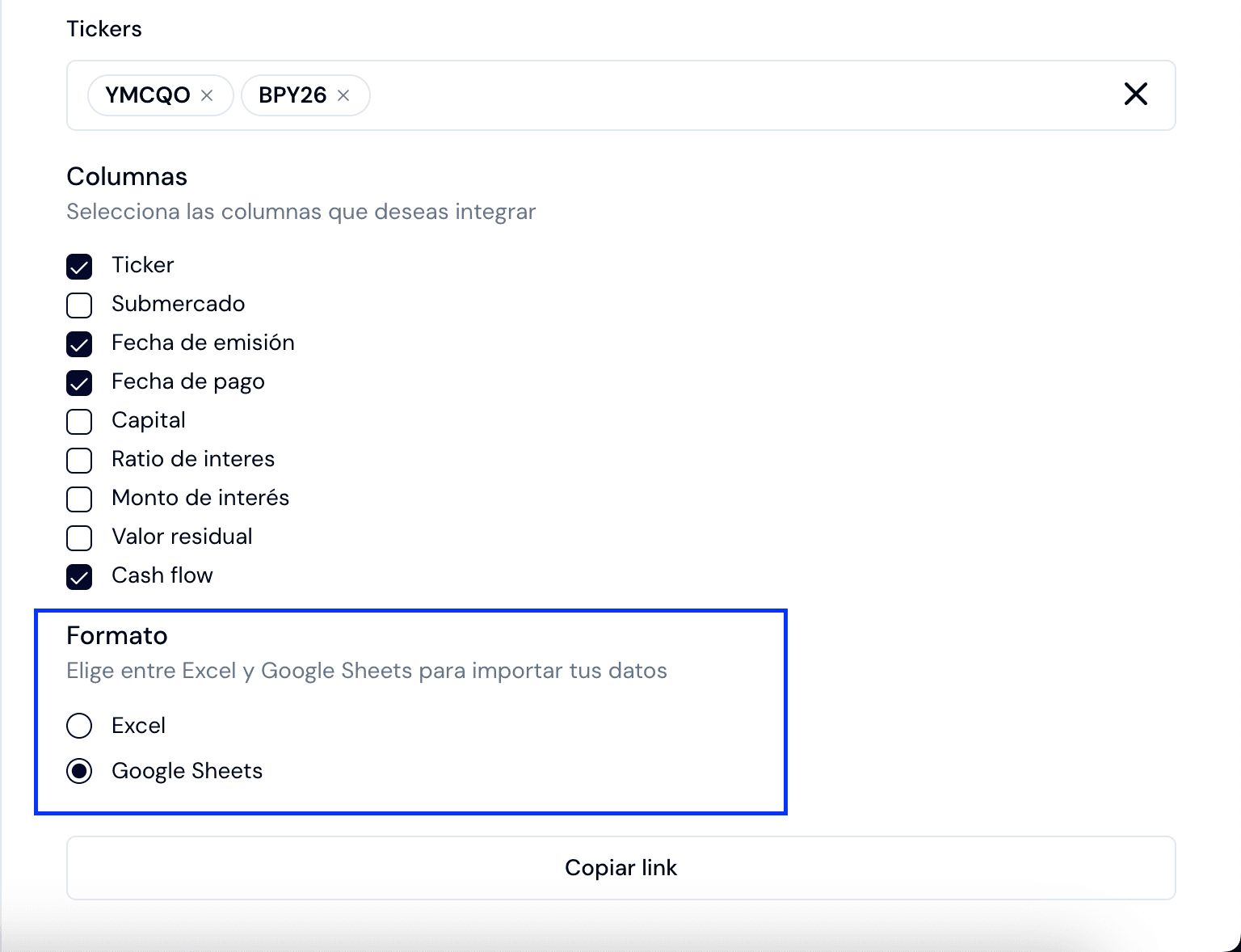 Formato Google Sheets